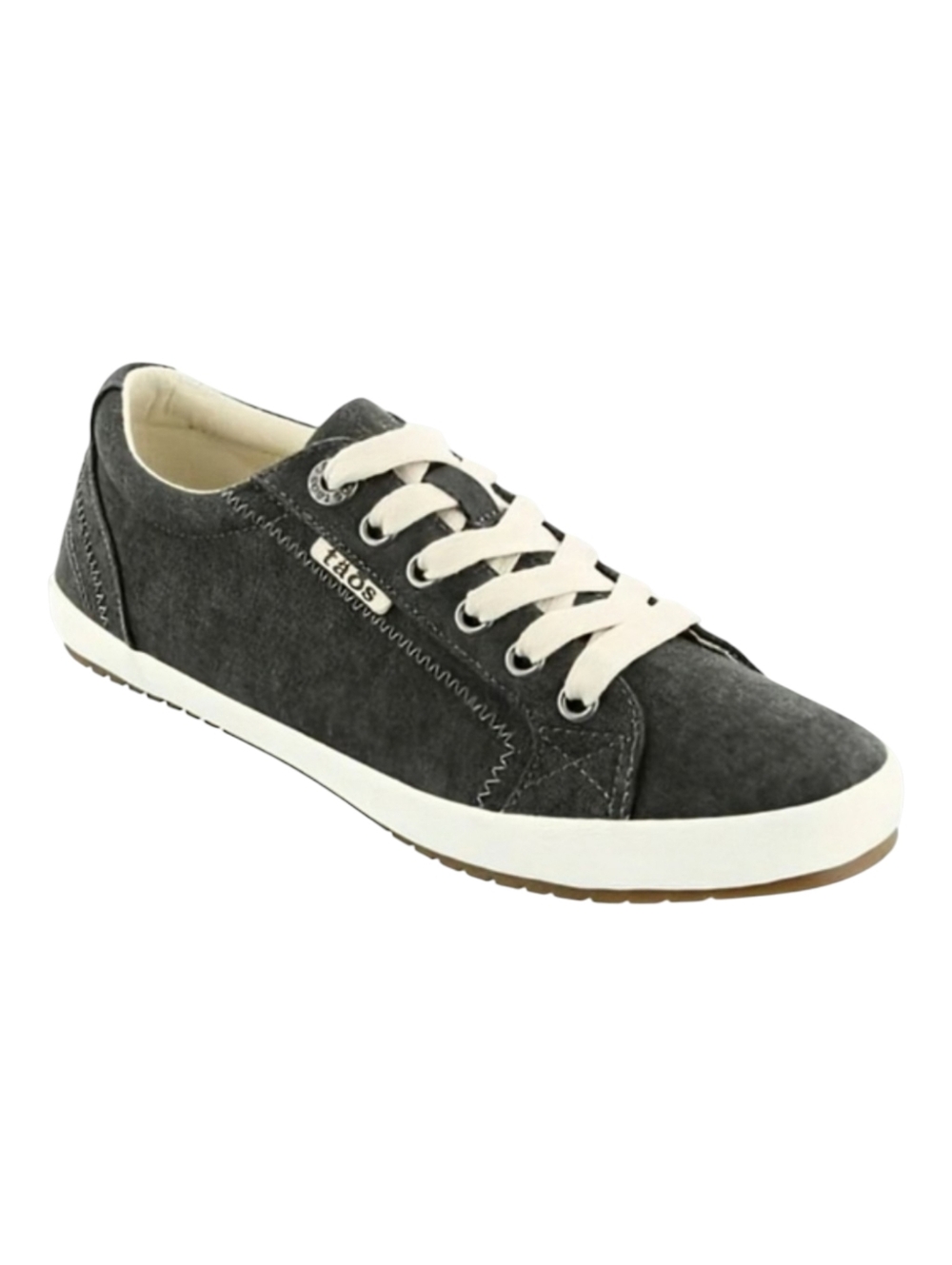 Taos Star Charcoal Gray Low Top Sneakers Cream / Tan Laces Arch Support Shoes 9